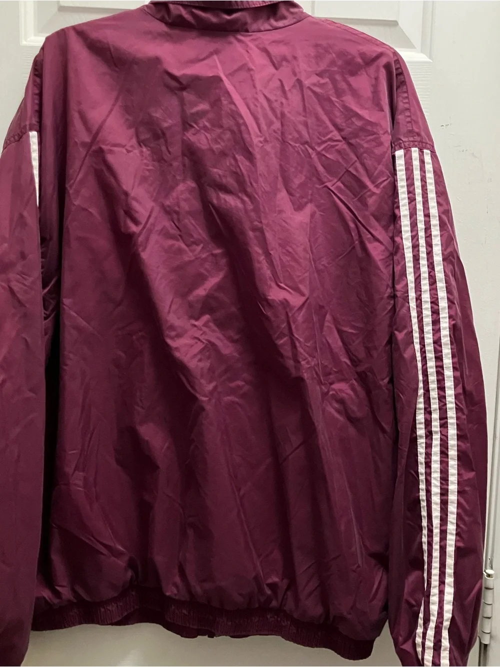 Vintage Adidas Stripe Hooded Windbreaker Jacket Maroon XL